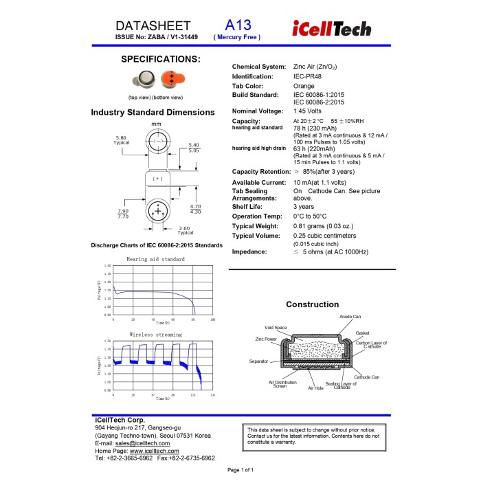 13DS (6άδα) Zinc Air Battery iCelltech